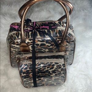 Betsey Johnson Metallic Leopard Cosmetic Bag Set